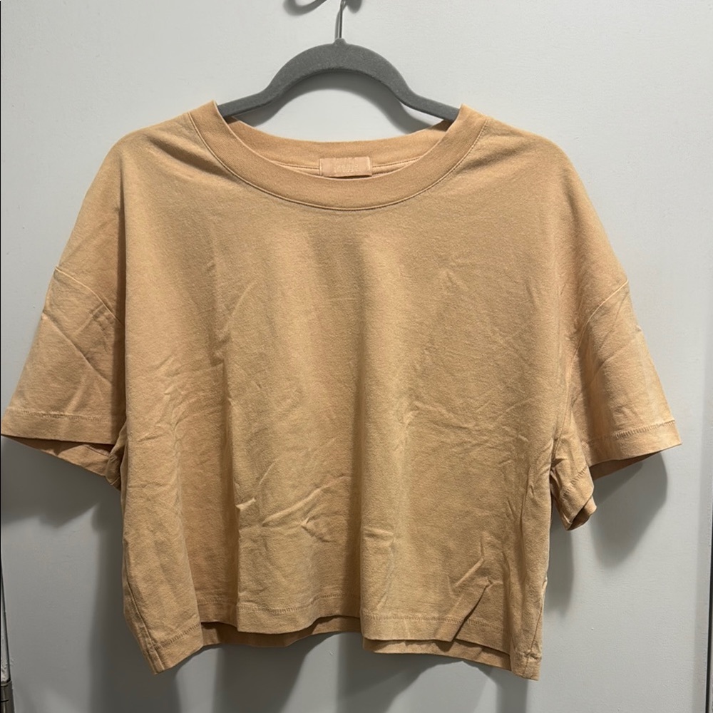 Nuuds Tan Crop Boxy Tee Short Sleeve